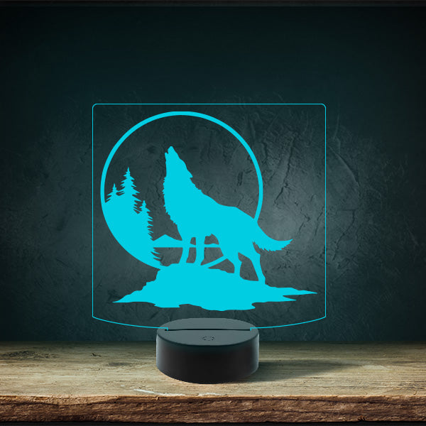 Wolf Howling - Puck Base LED Light